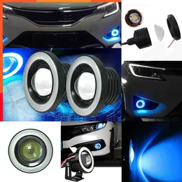 Atualizar novo anjo olho nevoeiro círculo cob circulação diurna 30w modificado led fisheye luz acessórios exteriores do carro