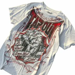 T-shirt Tapout streetwear Y2K Mens Hip Hop Lettera grafica stampa oversize Tshirt Harajuku girocollo Cott manica corta Top K5dz #