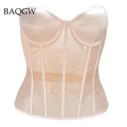 Acciaio sexy nero trasparente reggiseno maglia push up bralet donna tubo top corsetto bustier reggiseno club party crop top bende lingerie 240314