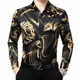 silk Big Floral Print Dr Men Shirt Lg Sleeved Vintage Casual Spring New Quality Smooth Comfortable Fi Camisa Masculina k6k0#