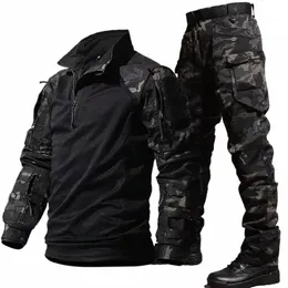 men's Military Tactical Suit Outdoor Durable Breathable T-shirt Loose Pants G3 Frog Camoue Set Multi-Pocket Waterproof Suits Z9jt#