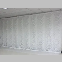 New 10ftx20ft Wedding Party Stage Background Decorations Wedding Curtain Backdrop Drapes In Ripple Design White Color221Y