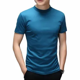 T-shirt a collo alto da uomo classico elegante Primavera Estate Modello morbido e confortevole Comodo abbigliamento da golf Uomo Camicia normale Uomo s9NO #