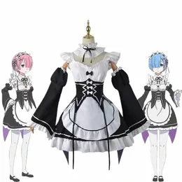 애니메이션 램 렘 코스프레 의상 로리타 메이드 리 제로 카라하지 메루 isekai seikatsu maid dr 복장 halen cos 선물 카페 w6rv#