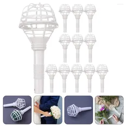 Decorative Flowers 12 Pcs Empty Receptacle Bridal Bouquet Handle Handheld Wedding Holding Flower Holder Holders Plastic Bride