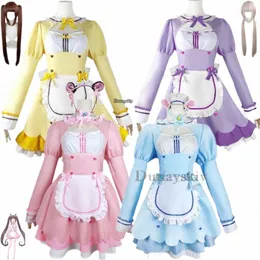 Anime Game Nekopara Chocola Vanilla Cosplay Costume Wig Maid Dr Lolita Servant kjol Kvinna Sexig kawaii födelsedagsfest kostym f2jh#
