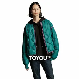 Toyouth Women Down Jacket 2023 Winter LG Sleeve Baseball krage tjock kappa lättvattensproof multicolour jacka outwear p5vp#