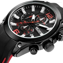 Wristwatches Megir Men's Chronograph Analog Quartz Watch With Date Luminous Hands Waterproof Silicone Strap Wristswatch For Man Gift 2063