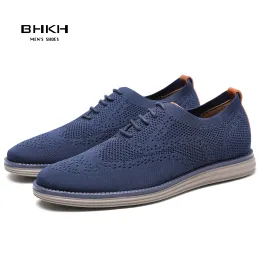 Boots Bhkh 2022 Breathable Knitted Mesh Casual Shoes Lightweight Smart Casual Shoes Office Work Footwear Men Shoes
