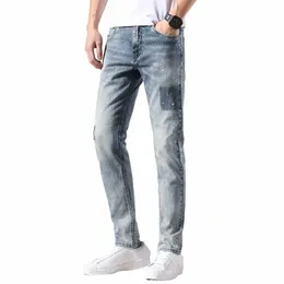 Männer Stretch Skinny Jeans Fi Casual Slim Fit Denim Hosen Männlich Vintage Blau Farbe Passende Hosen Marke Kleidung 28-40 q8Q3 #