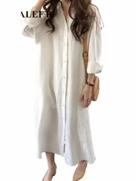 Releft Spring Summer Oversize Białe koszule Dres 2023 NOWOŚĆ SILNE BREATED Casual Loose Dres Female 65qi#
