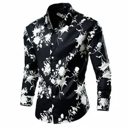 Camicia hawaiana vintage da uomo stampata floreale Blusas Tallas Grandes 8XL Fi Cott Lg Sleeve Mens Dr Camicie Chemise Homme A1h3 #