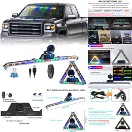Rüsten Sie Solar-Notblitz-Fahrzeuge über USB wiederaufladbar auf, 11 Blinkmodi, Fernbedienung, hochintensive LED-Sicherheitsleuchten für LKWs und Autos