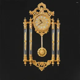 Zegary ścienne Cenne luksusowe antyczne mosiądz z 24 -karatową dekoracyjną miedzianą miedzianą wiszącą złocenie złocone wahadło brązowe