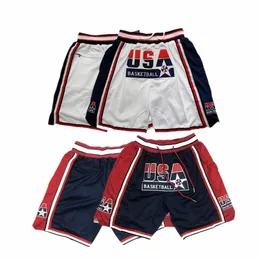 men's 1992 Usa Basketball shorts Color White Navy Logo Are Stitched Q6mD#