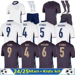 2024 2025 Jerses de futebol da Inglaterra 24/25 Saka Foden Bellingham Grealish Rashford Sterling Seleção Nacional Kane Kane Camisa Red Shirts White Blue Men Kits Kits Kits