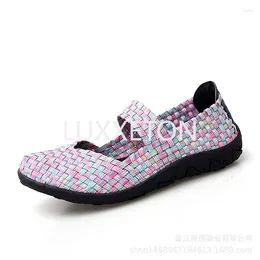 Sapatos casuais das mulheres apartamentos deslizamento na moda tecido tênis respirável verão tenis comfortwomen caminhada feminino zapatos de mujer