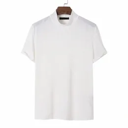 2023 casual magro cor sólida camiseta streetwear alta pescoço de manga curta bottoming t para homens shapewear lazer verão 01o0 #