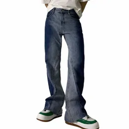 Мужские градиентные винтажные свободные повседневные джинсовые брюки с вырезом для ботинок, мужские джинсы в корейском стиле, уличная одежда, джинсы в стиле хип-хоп, мужские брюки n23k #