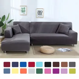 Airldianer Solid Color Corner SOFA -omslag för vardagsrum ELASTISKA SPANDEX Slipcovers Couch Cover Stretch SOFA THATE 1 2 3 4 SIT LJ2663