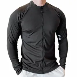 men Fitn Sports Coat Lightweight Sweat Absorpti Gym Coat Quick Dry Running Bodybuilding Sweatshirt Zipper Up Coat r5aW#