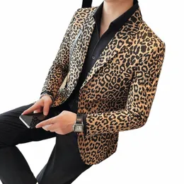 2023 Fall New Mens Blazers Suit Sucture Stupl Classic Mens Leopard Brint Blazer Fi Sexy Wedding Blazer Tuxedo Masculino U1ax#