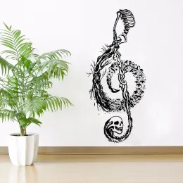 Stickers Death Style Wall Decal Skull Design Music Note Wall Sticker Home Decoration Gothic Souls Vinyl Wall Mural Music Decal AY1050