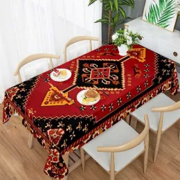 Álbuns impressão de natal banquete toalha de mesa doméstica à prova d'água oilproof pano de mesa de café decoração de cozinha tapete vermelho