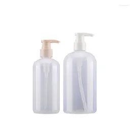 Butelki do przechowywania 10pcs szampon napełniający plastikowy pompka balsamowa przezroczystą biała opakowanie pojemnik 500 ml 300 ml pusta butelka do szorowania okrągłego nadwozia