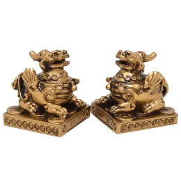 Sculture Feng Shui Resina Pi Xiu/PI YAO Buona Fortuna Amuleto Buona Fortuna Amuleto Statua Decorazione Una Coppia