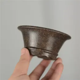 Fioriere cinesi Yixing Viola Sabbia Piccolo vaso di fiori Vaso fatto a mano Mini vaso bonsai Decorazione del desktop di casa Vaso di fiori rotondo retrò LE800