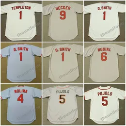 Men's 1940's-1992's GARRY TEMPLETON OZZIE SMITH YADIER MOLINA ALBERT PUJOLS STAN MUSIAL REGGIE SMITH BOB UECKER JOE TORRE Throwback Baseball Jersey S-5XL