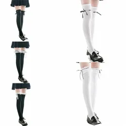 Lolita Stocking Womens Anime Cosplay Maid Girls Lace Top High Over Knee Leg WR Leggings Sexy Cott Socks Kawaii Style Z2Qr#