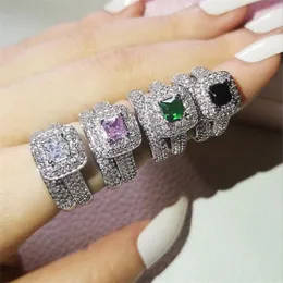 Choucong marka desgin alyans lüks mücevher 925 STERLING Gümüş Prenses Kesim Beyaz Topaz CZ Diamond Pave 5a Zircon Party PR276Z