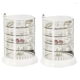 Jewelry Pouches Rotable Clear Earring Organizer Box 5 Layers Storage Hair Tie Container Holder Different Size