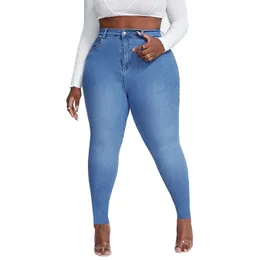 Fall XL-4XL Plus Size Jeans for Women Fashion High Weist Stretch Pant Pants Pants Casual Skinny Drop Drop Ship 240315