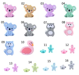 49 스타일 DIY 베이비 이빨을위한 3cm 말 실리콘 구슬 목걸이 액세서리 등급 BPA 무료 동물 유아 Teether M1960 11 ll