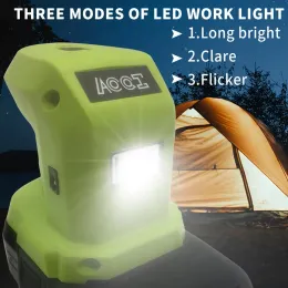 GereedSchap Portable Power Source Liion med belysningsfunktion Dual USB -utgång+ DC -utgång kompatibel för Ryobi P743 18V 14.4V One+