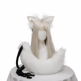 اليابان أنيمي ثعلب ذيل وآذان مجموعة cosplay prop kamisama kiss hajimemita fox ear tail plush wolf cat ars halen party gift b6ah#