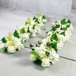 Flowers Row Road Cited Silk 50cm Rose Peony Hydrangea Diy Wedding Decor Arched Door Flower Wall Window T Station