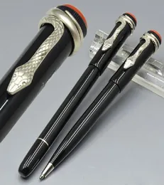 Famous Pens Heritage-Serie Red Classic Black Resin Special Edition Tintenroller mit einzigartigem Schlangenclip5909828
