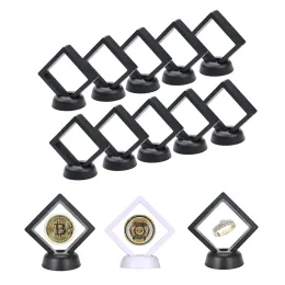 Bins 30Pcs 3D Floating Coin Display Frame Stand Reusable Storage Box for Jewerly Ring Earrings Medallion Challenge Coin Medal Holder