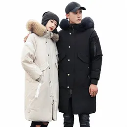 -30 gradi inverno uomo addensare caldo piumino Fi collo di pelliccia grande da donna giacca a vento allentata stile Lg coppia piumini I0jt #