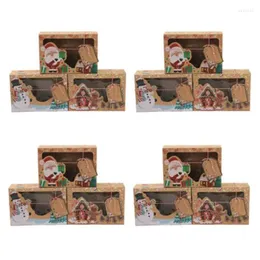 Opakowanie prezentów 12PCS Kraft Paper Portable Christmas Box Party Favor Polejki Goody Candy Cookie Pudełka