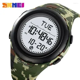 Wristwatches SKMEI Military Green Camouflage Field Adventure Men's Sports Swimming Watch Compass Step Mileage Calorie 2166