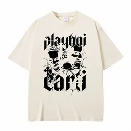 مغني الراب Playboi Carti Print Tshirt streetwear ذكر الهيب هوب تي شيرت كبير الحجم الرجال النساء غير الرسمي 100 ٪ cott القمصان قصيرة t 96qi#