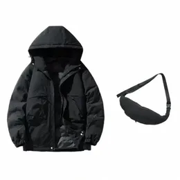 Ueteey 2023 Inverno Mens Cott Jaqueta Acolchoada Com Saco Casual Grosso Quente Com Capuz Parkas Homens À Prova D 'Água Ao Ar Livre Fi Casaco Masculino U7hZ #