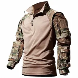 Taktyczne Camo Frog koszule Mężczyźni LG Rękaw wojskowy sWAT TOPS SIRY SIŁY Specjalne Mundur Army Combat Airsoft Shirt T3m1#