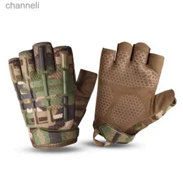 Taktiska handskar Fingerless Sweat Airsoft Combat Paintball Shooting Hunting Driving Non-Slip Half Finger Glove Men YQ240328