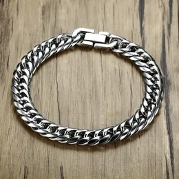 Link Chain Miami Cuban Link Mens Armband i silver ton rostfritt stål tungt armband pulseira bileklik manliga smycken 8-14 mm 21-260f